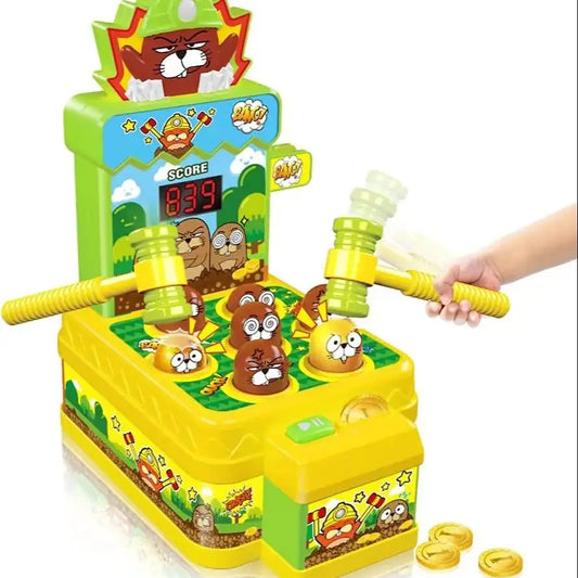 Mini Coin Operated Arcade Game Bank with 2 Hammers