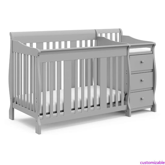 Portofino Convertible Crib and Changer in Pebble Gray